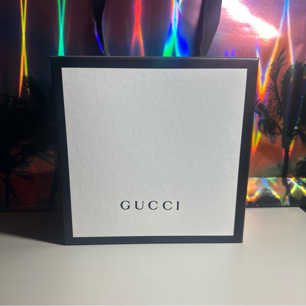 Gorgeous Gucci Black Leather Belt with Iridescent Crystal Buckle. - Picture 10 of 11